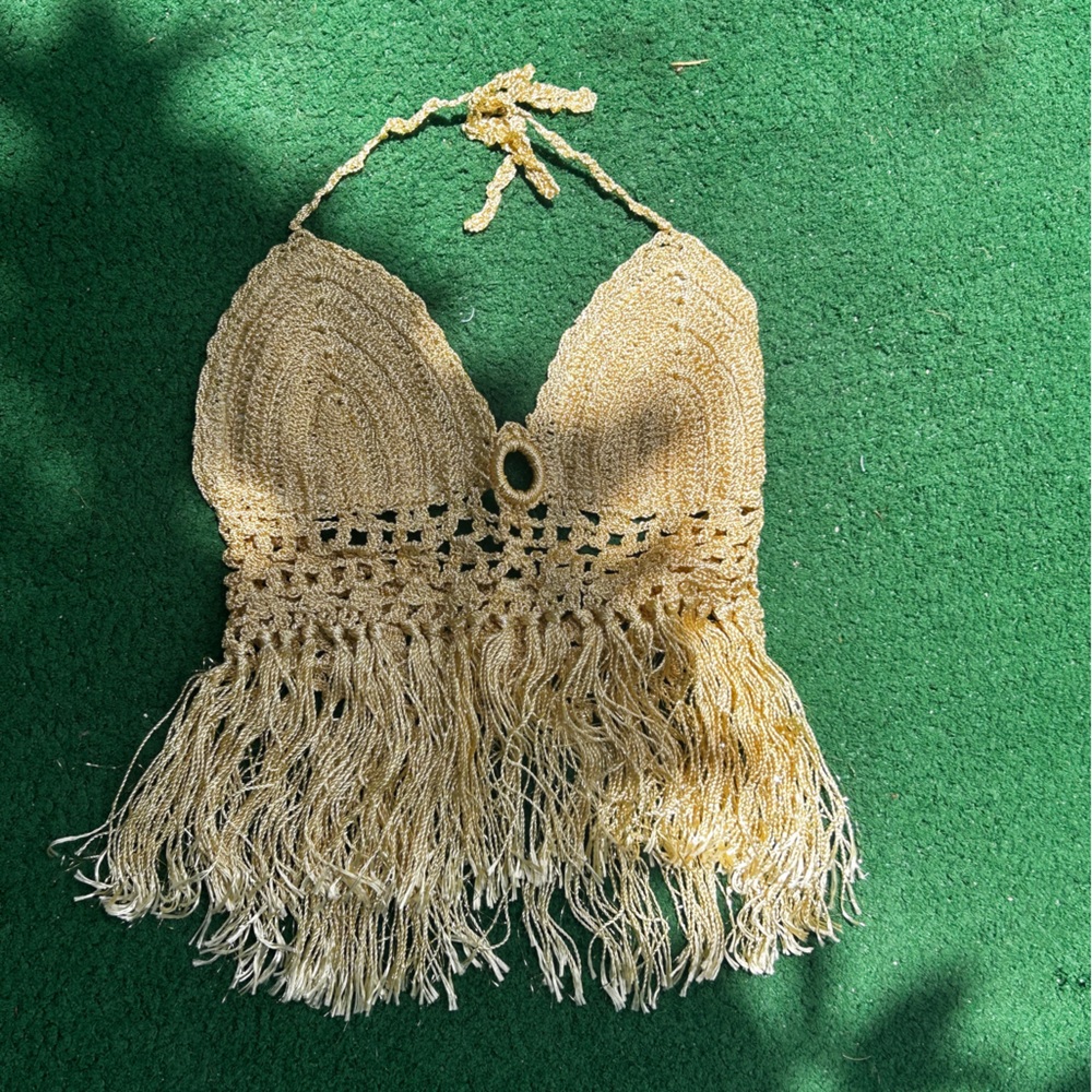 Handmade Crochet Fringe Halter Top